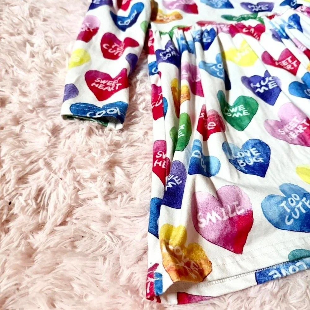 Valentines Heart Love Colorful Whimsical Festive Skater Dress Girls 4/5 Kidcore